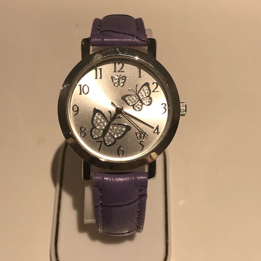 Butterfly with Purple Strap Watch